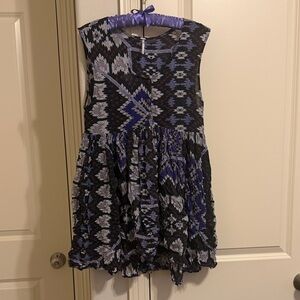 Free People Black and Blue Geometric Dress